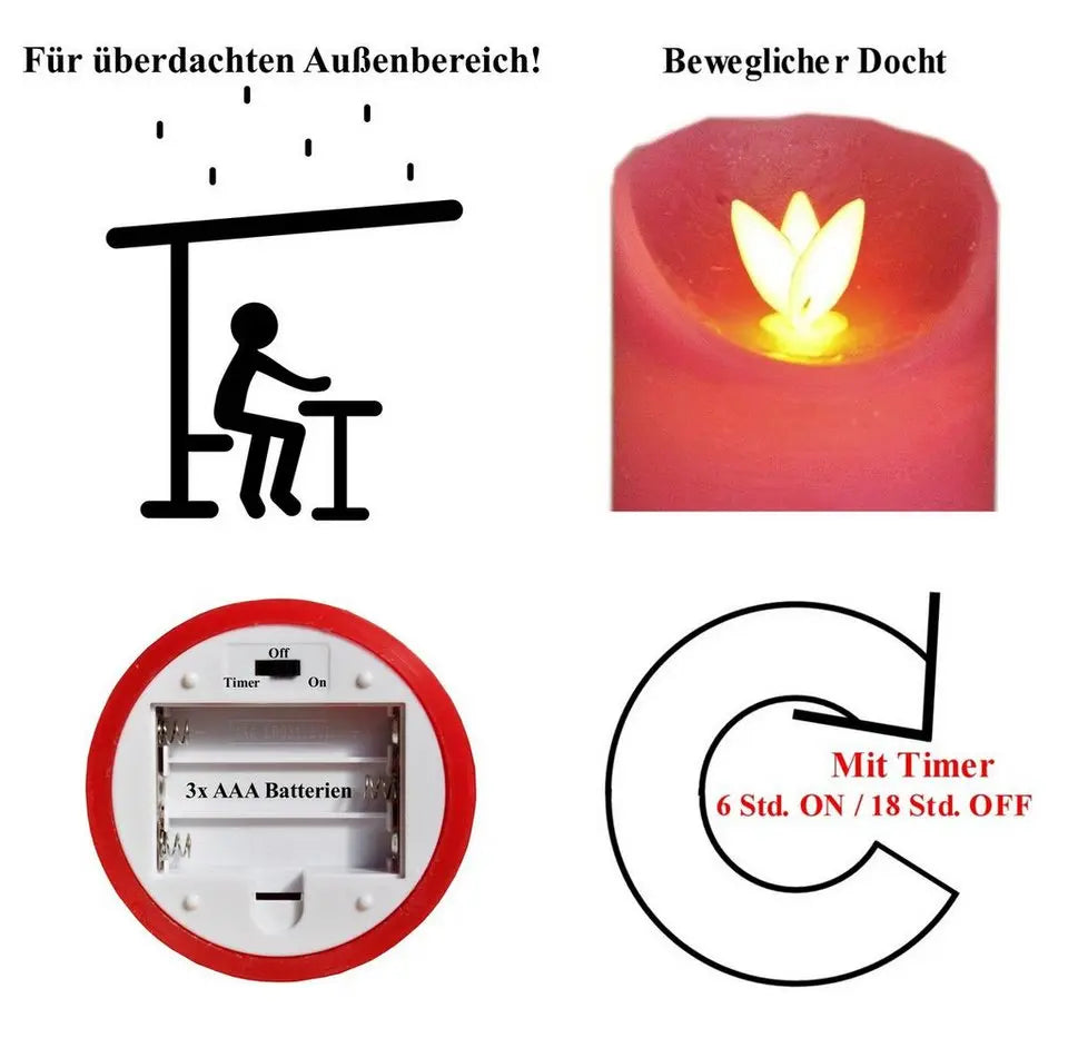 Coen Bakker Deco BV LED-Kerze, Echtwachskerze mit Timer, 10 / 12,5 / 15 cm, Ø 7,5 cm