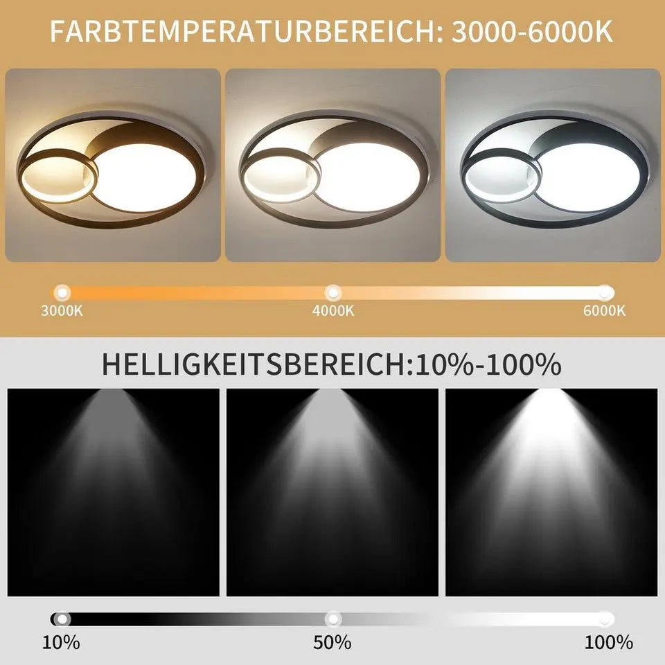 style home LED Deckenleuchte, 55W dimmbar, Farbwechsel 3000K-6000K, für verschiedene Räume