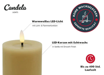 LC Home LED-Kerzen Set, 4-teilig, Echtwachs, dimmbar, mit Timer
